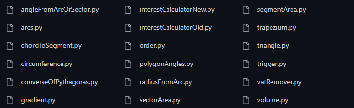 A list of several of the Python programs
