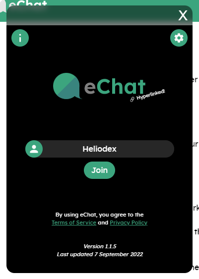 Screenshot of an eChat popup