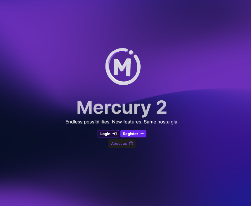 Screenshot of the Mercury landing page